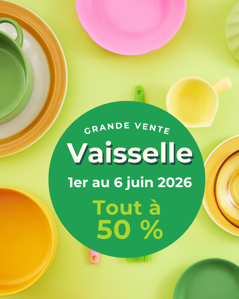 vaisselle 50% rabais